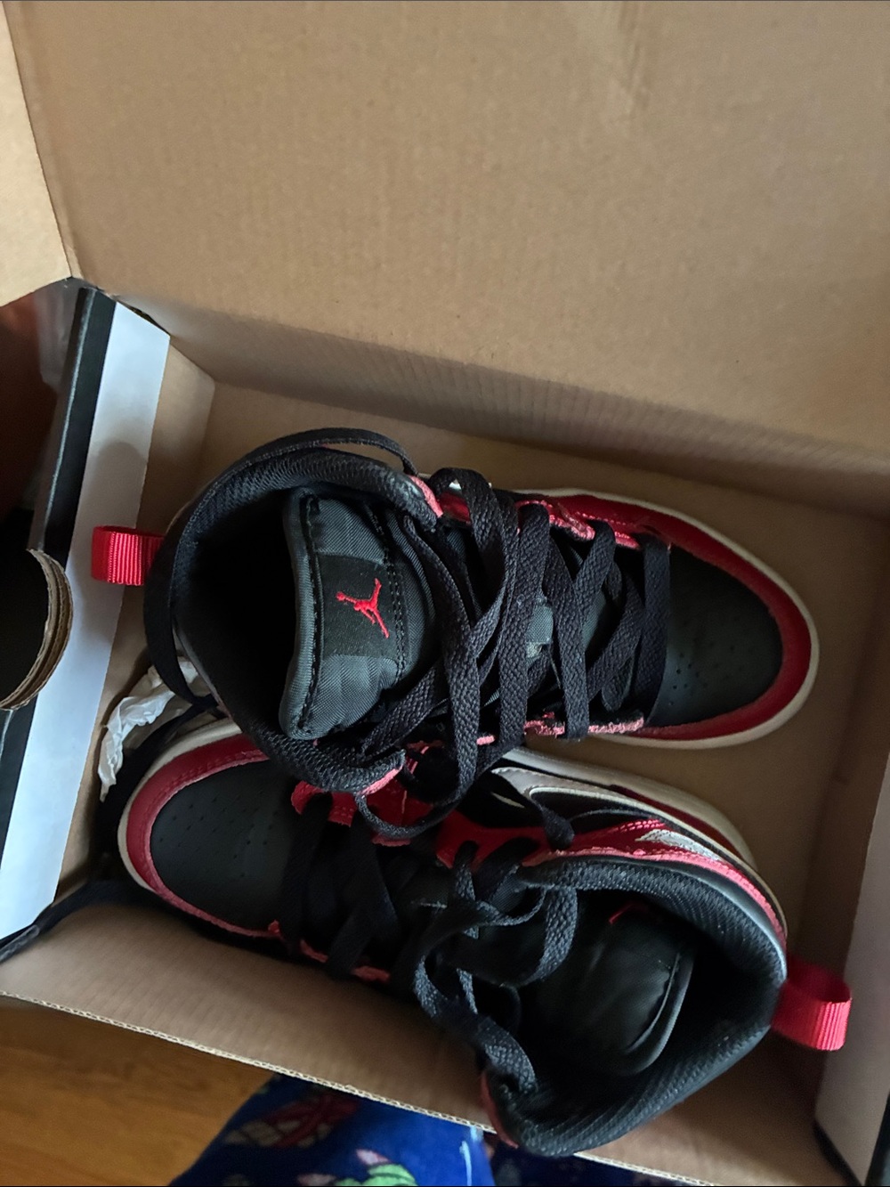 Jordan Kids High-Top Sneakers in Black and Red